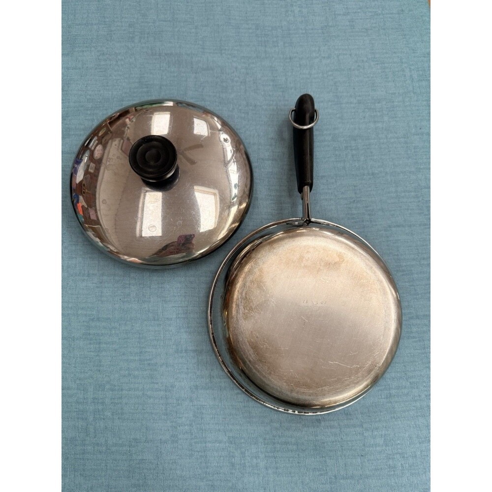 Vintage Revere Ware Pre 1999 7” Skillet Frying Pan W/lid Stainless Steel
